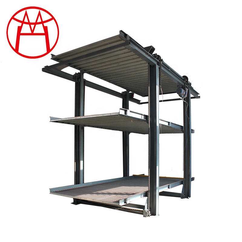 pit type parking lift for three cars